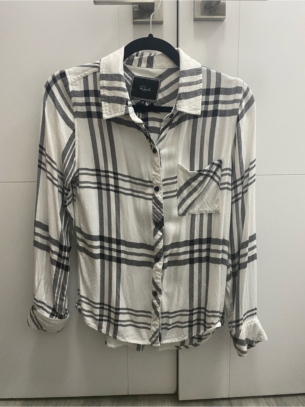 Rails Women’s White and Black Plaid Button-Down Shirt